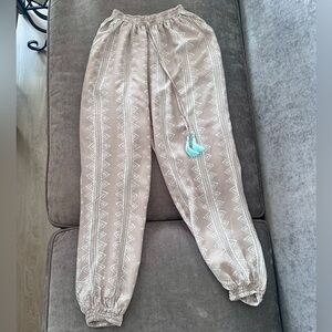 COOL CHANGE INTERMIX Women's Beige Drawstring Patterned Lounge Beach Pants Small